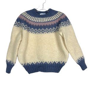 Alpaca Imports Made in Peru Fair Isle Wool Knit Sweater Size Small Medium